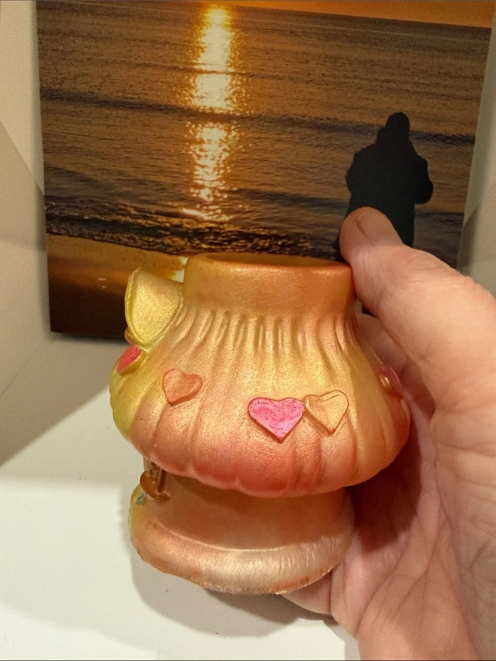 Pastel Resin Gold Mushroom House Vase with Rainbow Accents